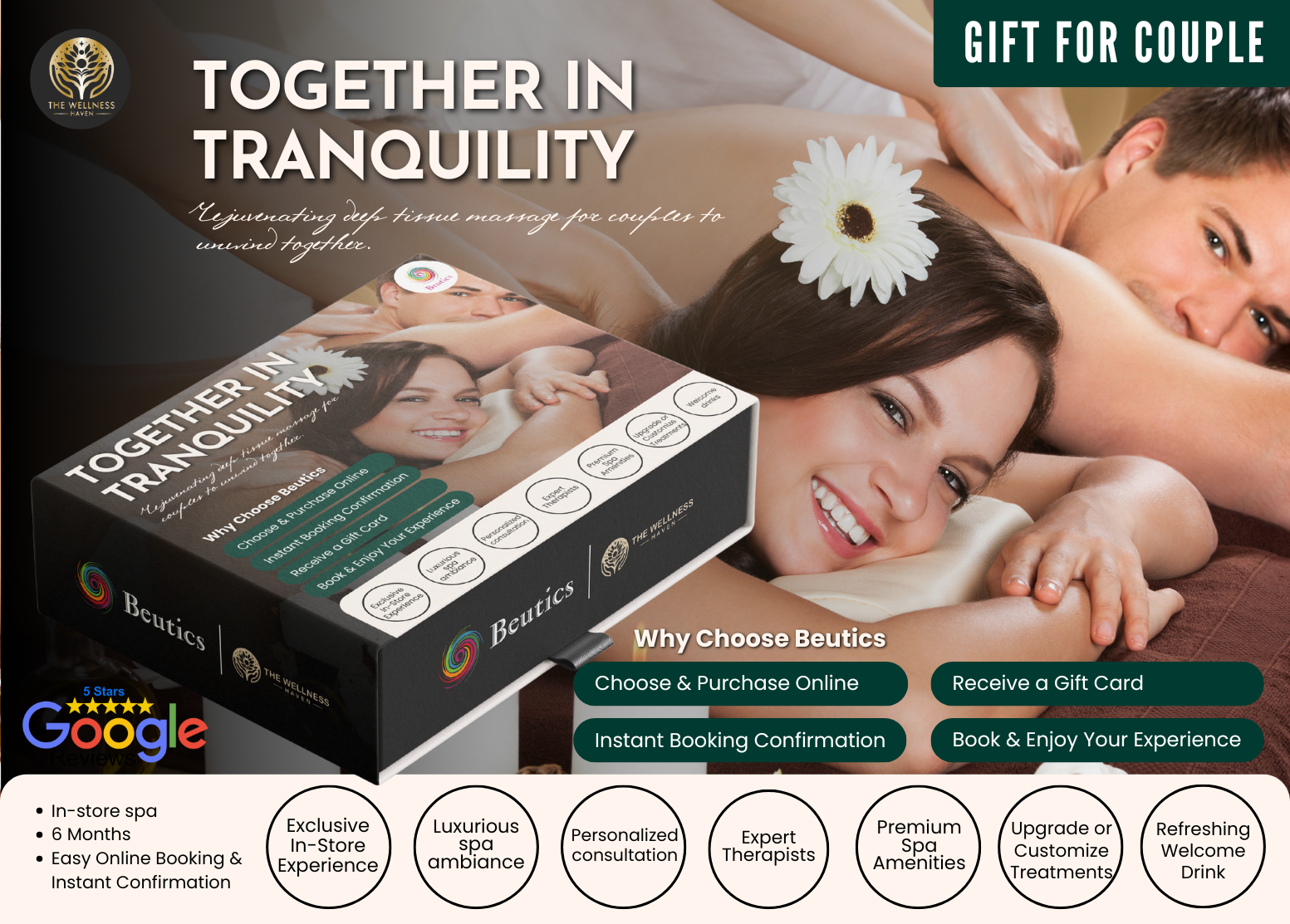 Together in Tranquility couples deep tissue massage at Wellness Haven Spa