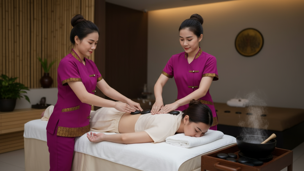 Four Hand Hot Stone Massage JVC - Wellness Haven